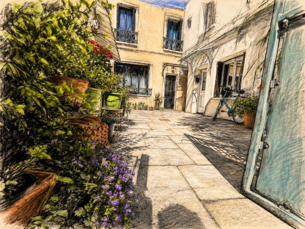 Maison à la campagne en plein centre-ville