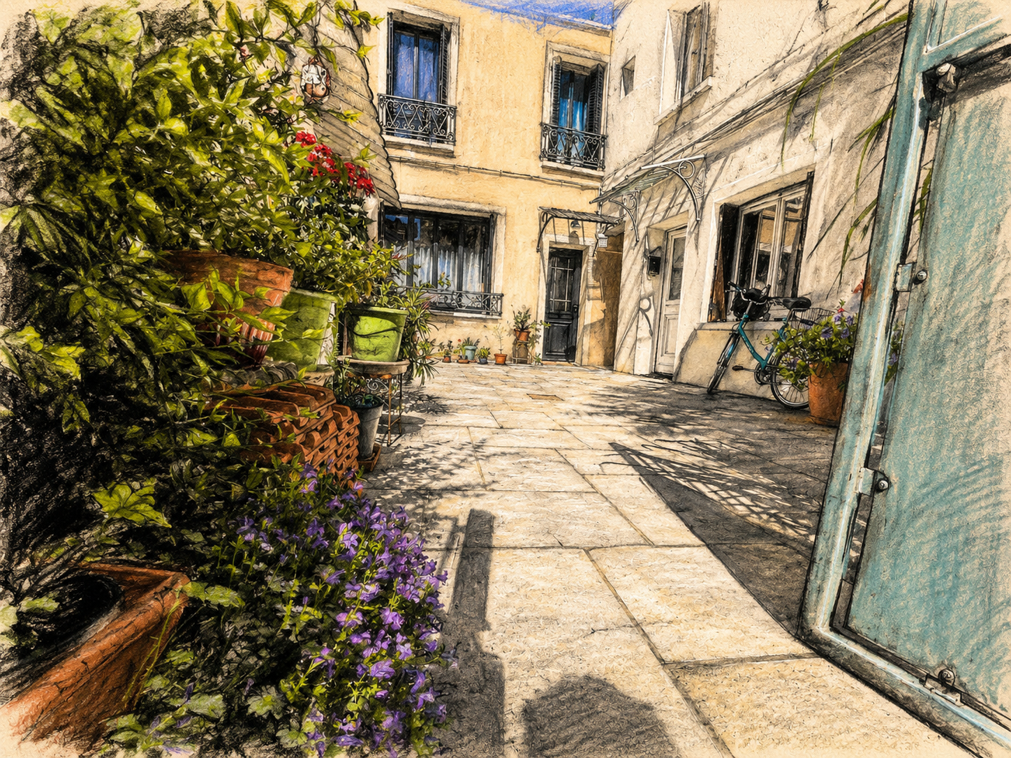 Maison à la campagne en plein centre-ville